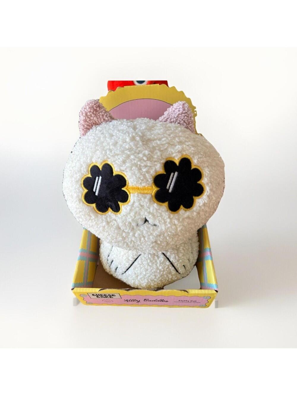 Microwavable Cat Plush Warm Hippie White Cat Teddy Bear, Cheese Cake, RARE & New